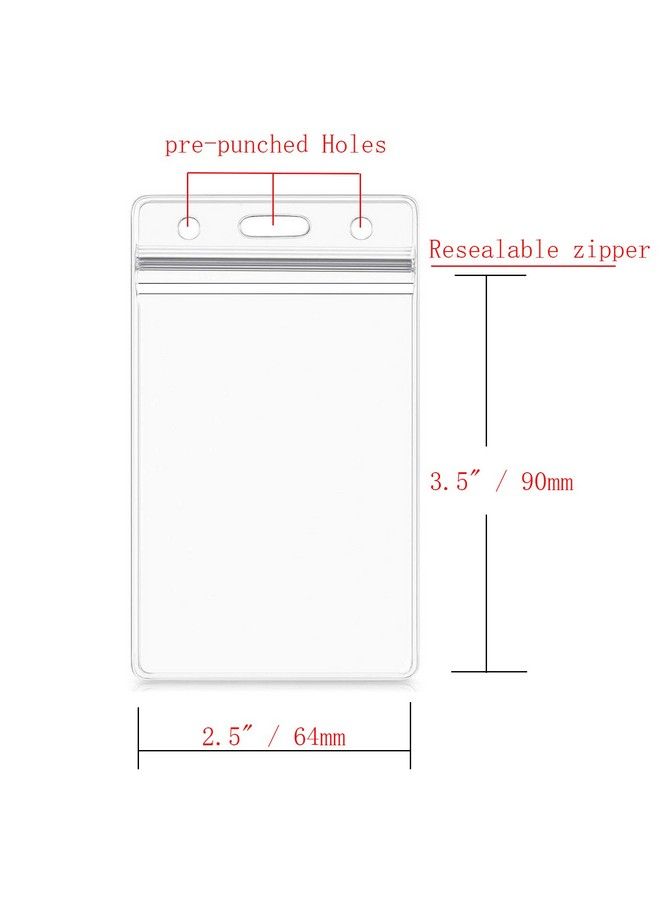 Leader Jin Vertical Id Card Name Tag Badge Holder With Waterproof Type Resealable Zip (Vertical Id 10 Pcs) - Image 3