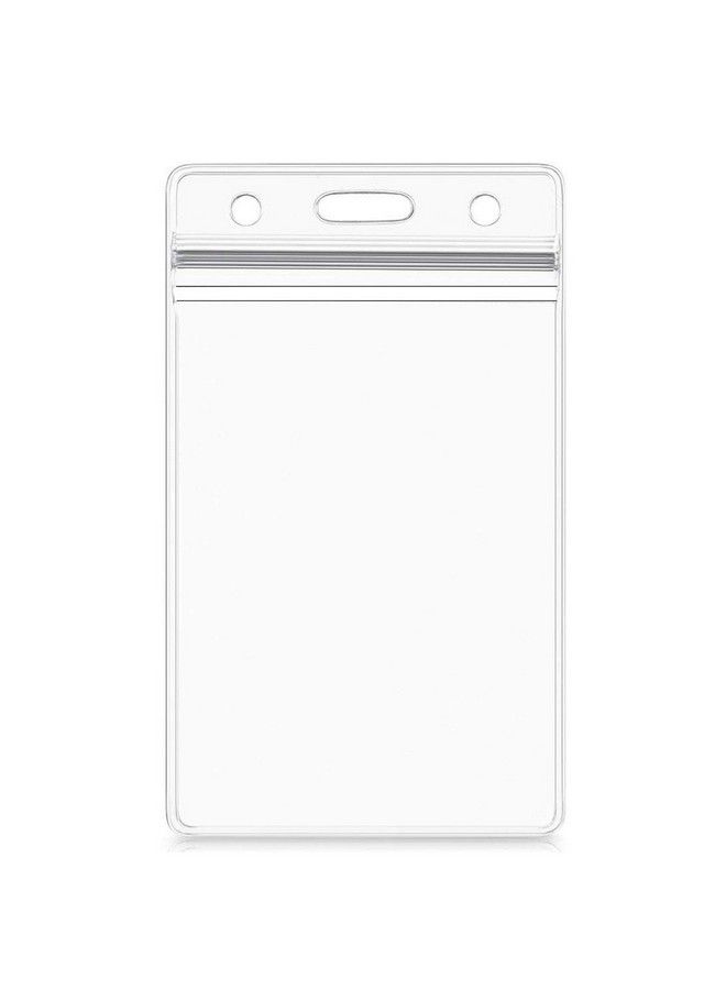 Leader Jin Vertical Id Card Name Tag Badge Holder With Waterproof Type Resealable Zip (Vertical Id 10 Pcs) - Image 1