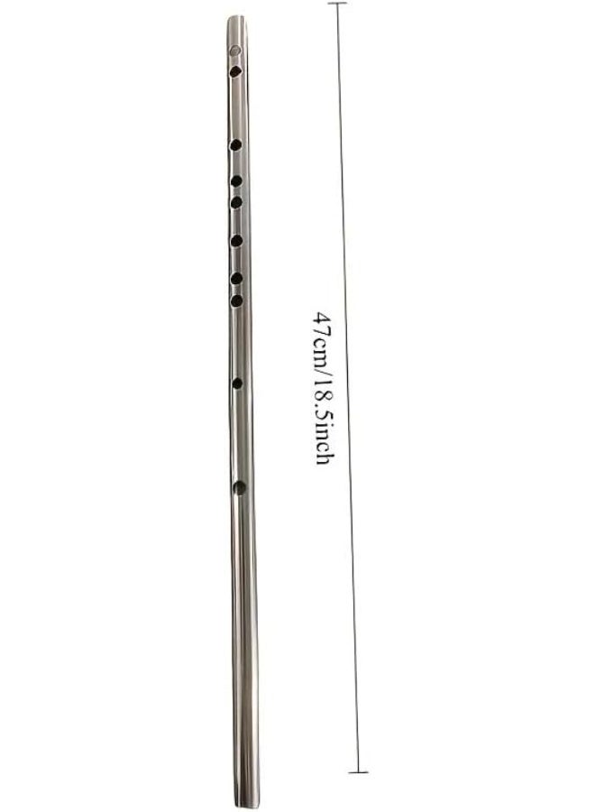 My souq Professional Stainless Steel Flute - Durable Metal Woodwind Instrument - Silver - Image 2