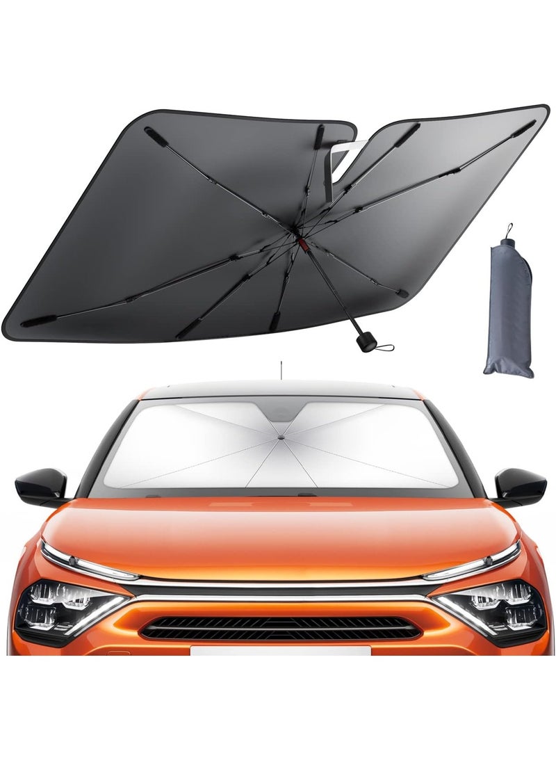 Lamicall Car Windshield Sunshade Umbrella - 52"x31" Foldable Car Windshield Sun Shade Cover, 5 Layers UV Block Coating, Front Window Heat Insulation Protection, for Auto Sedan, SUV Windshield - Image 1