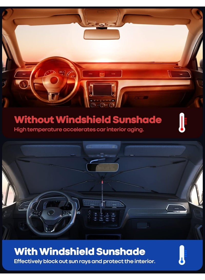 Lamicall Car Windshield Sunshade Umbrella - 52"x31" Foldable Car Windshield Sun Shade Cover, 5 Layers UV Block Coating, Front Window Heat Insulation Protection, for Auto Sedan, SUV Windshield - Image 4