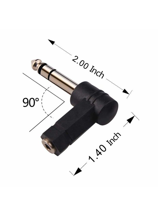 Oxsubor 1/4 Inch TRS to 3.5mm Right Angle Adapter,6.35mm Male to 3.5mm Female 90 Degree Stereo Headphone Audio Adaptor Converter Connector (1/4' TRS Right Angle Adapter (2PCS) - Image 3