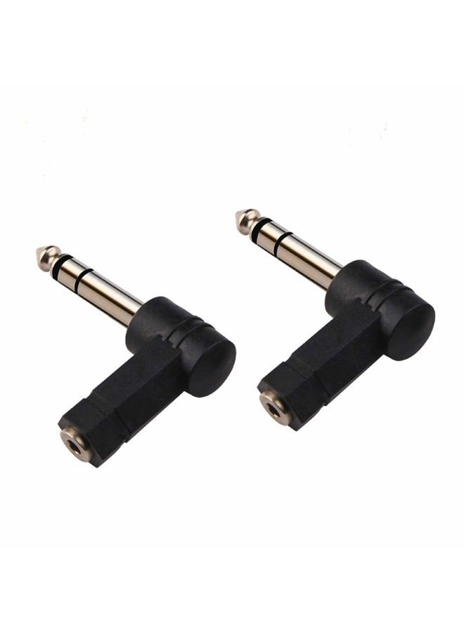Oxsubor 1/4 Inch TRS to 3.5mm Right Angle Adapter,6.35mm Male to 3.5mm Female 90 Degree Stereo Headphone Audio Adaptor Converter Connector (1/4' TRS Right Angle Adapter (2PCS) - Image 1