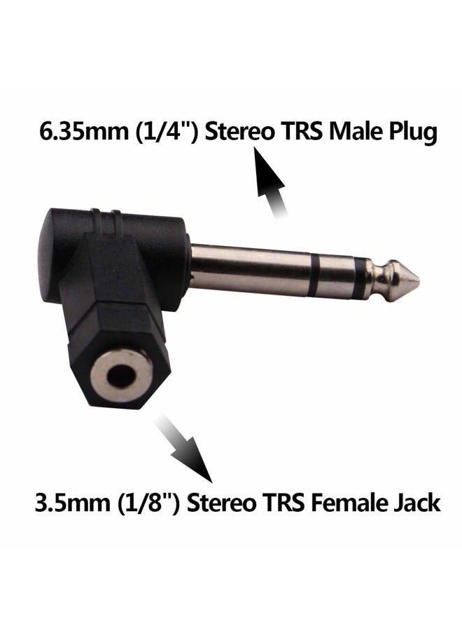 Oxsubor 1/4 Inch TRS to 3.5mm Right Angle Adapter,6.35mm Male to 3.5mm Female 90 Degree Stereo Headphone Audio Adaptor Converter Connector (1/4' TRS Right Angle Adapter (2PCS) - Image 2