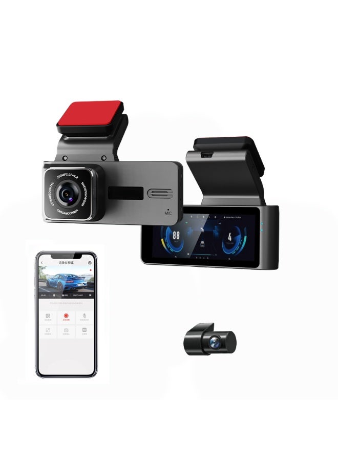 BlueFire 3.18" IPS HD 2K+1080P Dash Cam Front and Rear | Dual Lens Car DVR with Built-in WiFi, Night Vision, G-Sensor, Loop Recording, and 24H Parking Monitor | Universal Windshield Mount Vehicle Video Recorder - Image 1