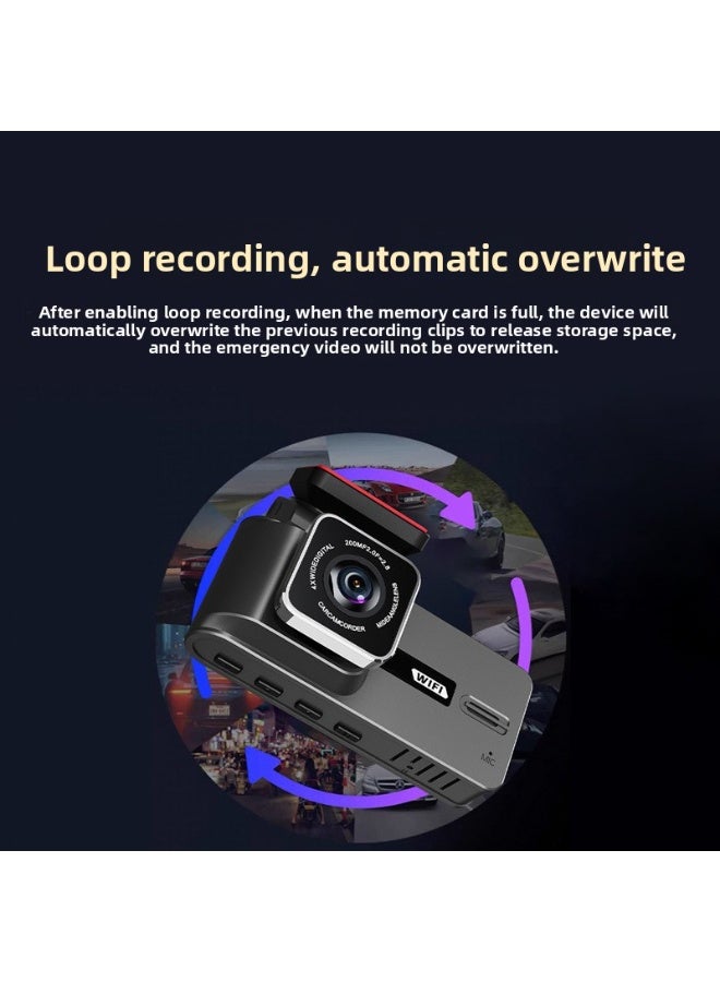 BlueFire 3.18" IPS HD 2K+1080P Dash Cam Front and Rear | Dual Lens Car DVR with Built-in WiFi, Night Vision, G-Sensor, Loop Recording, and 24H Parking Monitor | Universal Windshield Mount Vehicle Video Recorder - Image 3