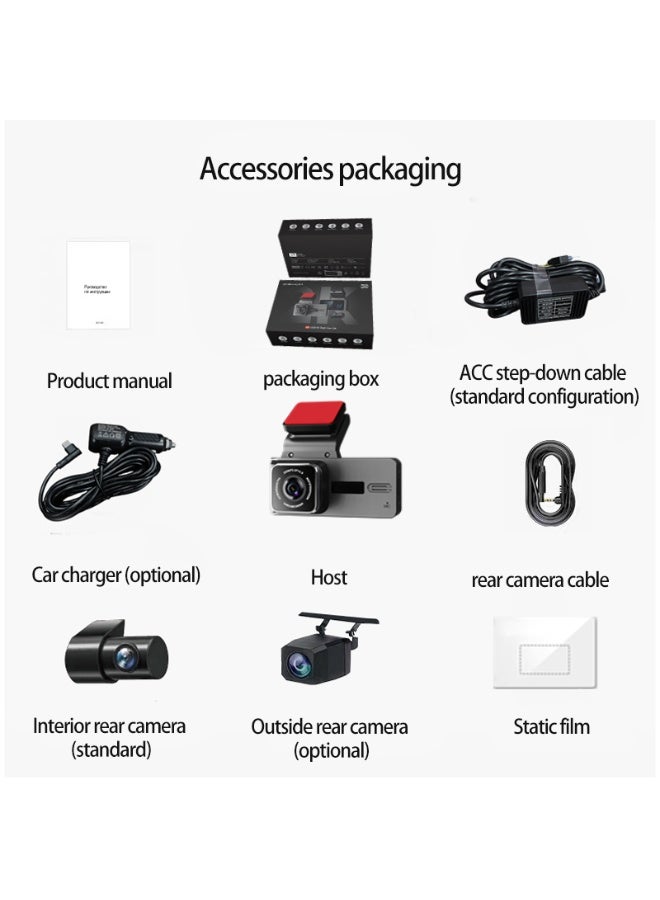 BlueFire 3.18" IPS HD 2K+1080P Dash Cam Front and Rear | Dual Lens Car DVR with Built-in WiFi, Night Vision, G-Sensor, Loop Recording, and 24H Parking Monitor | Universal Windshield Mount Vehicle Video Recorder - Image 5