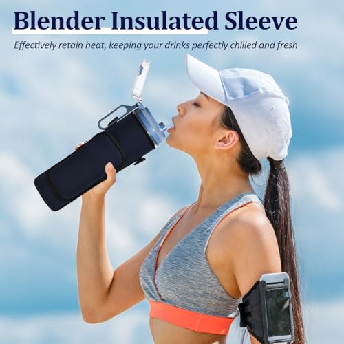 NUENSS-ROR Storage Sleeve Bag for Ninja Blast Max Portable Blender with Shoulder Strap and Accessory Pocket compatible with BC251NV/BC251IV/BC251GY/BC251MT/BC251PK/BC251LD/BC251SL, 22 oz (Navy blue) - Image 3