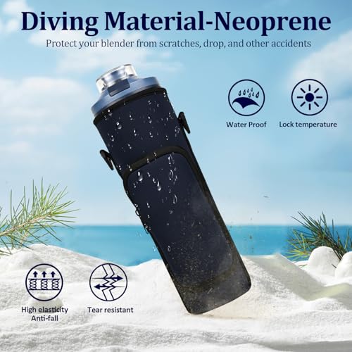 NUENSS-ROR Storage Sleeve Bag for Ninja Blast Max Portable Blender with Shoulder Strap and Accessory Pocket compatible with BC251NV/BC251IV/BC251GY/BC251MT/BC251PK/BC251LD/BC251SL, 22 oz (Navy blue) - Image 4
