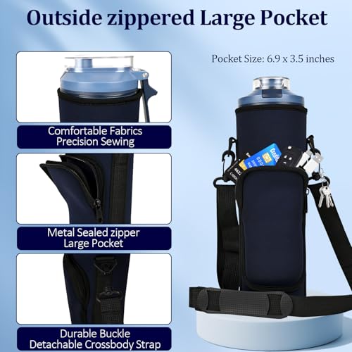 NUENSS-ROR Storage Sleeve Bag for Ninja Blast Max Portable Blender with Shoulder Strap and Accessory Pocket compatible with BC251NV/BC251IV/BC251GY/BC251MT/BC251PK/BC251LD/BC251SL, 22 oz (Navy blue) - Image 5
