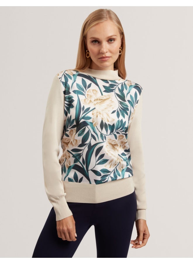 Ted Baker Printed Woven Front Knit Top - Image 2