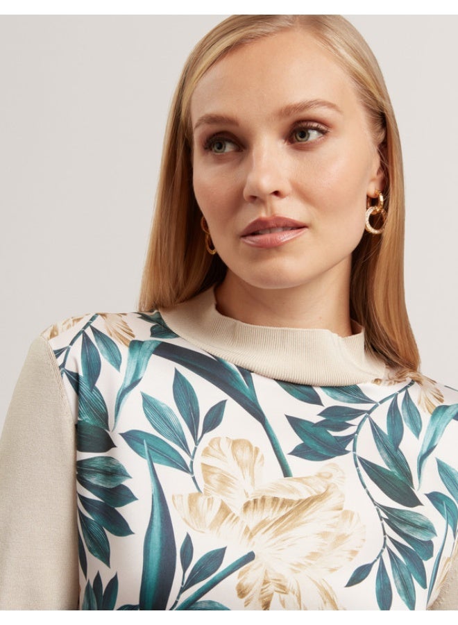 Ted Baker Printed Woven Front Knit Top - Image 5