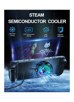 Excefore Steam Deck Fan Cooler, Semiconductor Heatsink Cooling with 7-Blade Fan / LED Temperature Display/ Two-Speed Fan Settings/ 7-Color Cycle, Magnetic Cooler for Steam Deck, Laptop,iPad  - Image 2