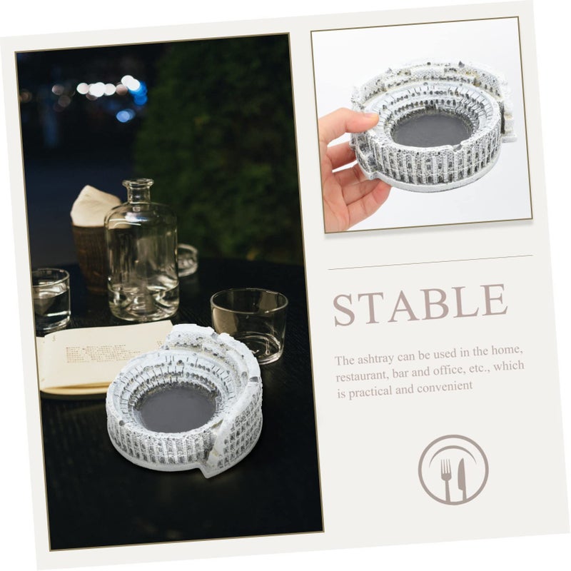 Luxshiny Nordic Vintage Round Ashtray Indoor Desktop Ash Holder Smooth Surface Easy Clean Decorative Roman Colosseum Centerpiece Gift For Home Office Bar - Image 3