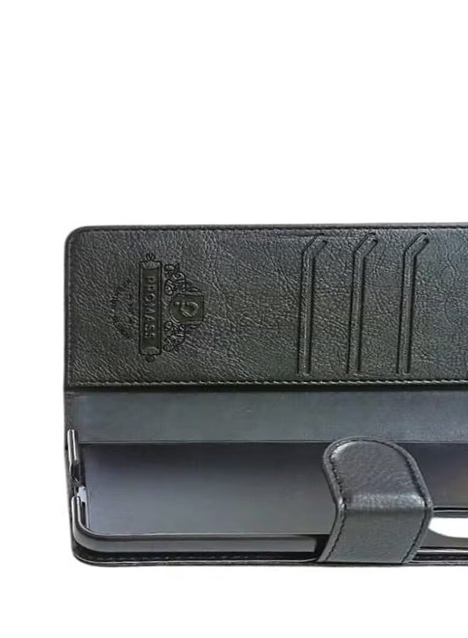 PROMASS Z Fold 5 Case, Leather Galaxy Z Fold 5 Wallet Case with Card Slot Flip Phone Magnetic Cover Compatible Blue - Image 3