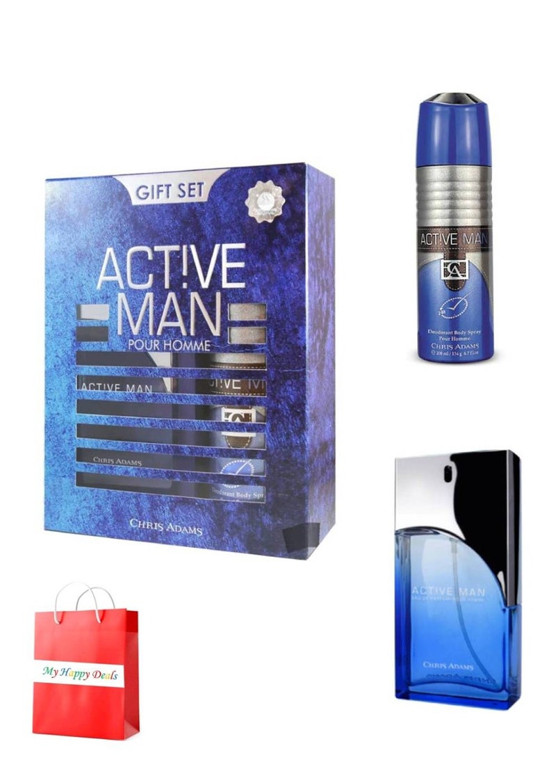 Chris Adams Active Man Gift Set 100 ML Spray and 200 ML Deo  - Image 1