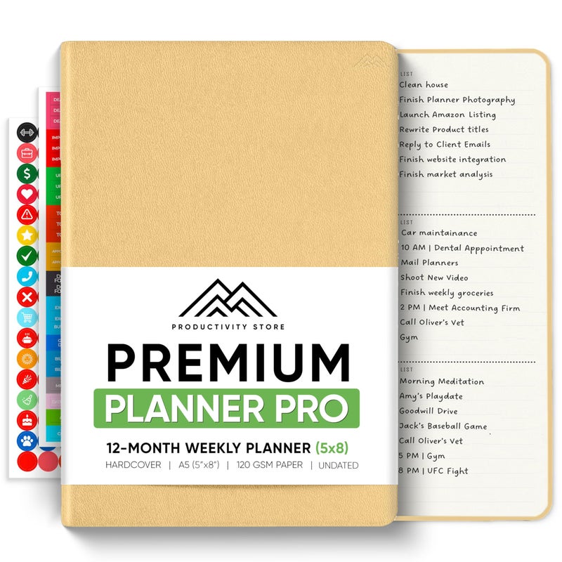PRODUCTIVITY STORE 2024 Planner Pro 5.8 x 8.3 - Dated Productivity & Business Planner Notebook & Journal - Monthly Planner 2024 & Daily Planner 2024-2025 - A5 - Navy - Productivity Store - Image 1