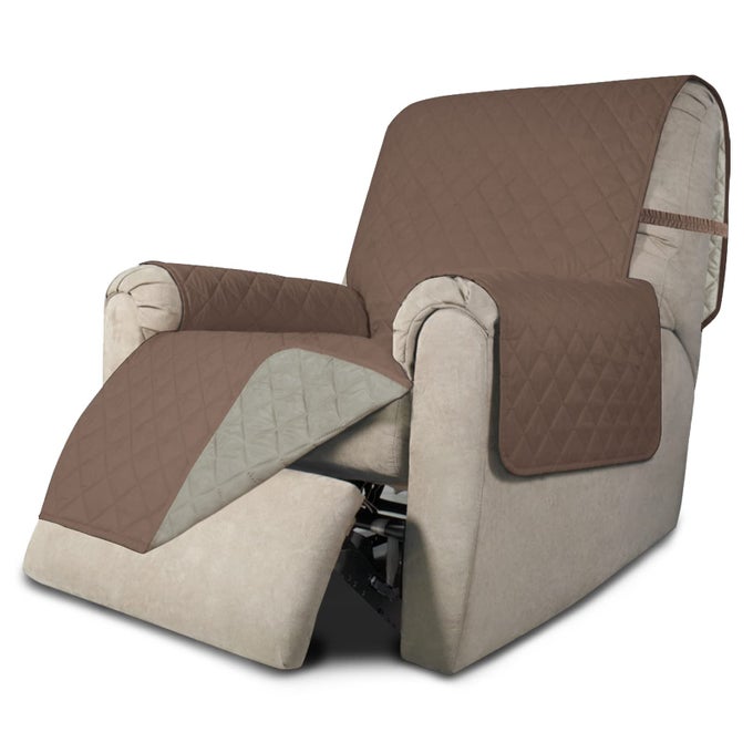 EASYGOING RECLINER CHAIR SLIPCOVER REVERSIBLE SOFA COVER WATER RESISTANT COUCH COVER FURNITURE PROTECTOR WITH ELASTIC STRAPS FOR PETS DOG RECLINER 22 INCH BROWNBEIGE