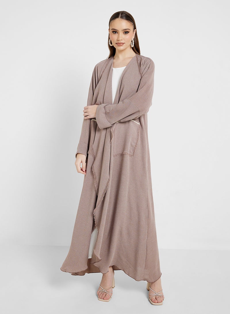 hayas closet V-Neck Pocket Detailed Flared Sleeve Abaya - Image 1