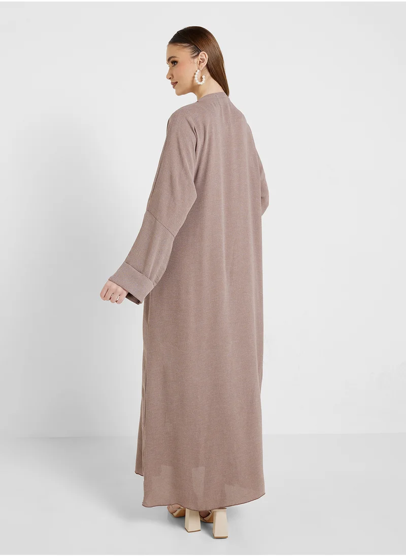 hayas closet V-Neck Pocket Detailed Flared Sleeve Abaya