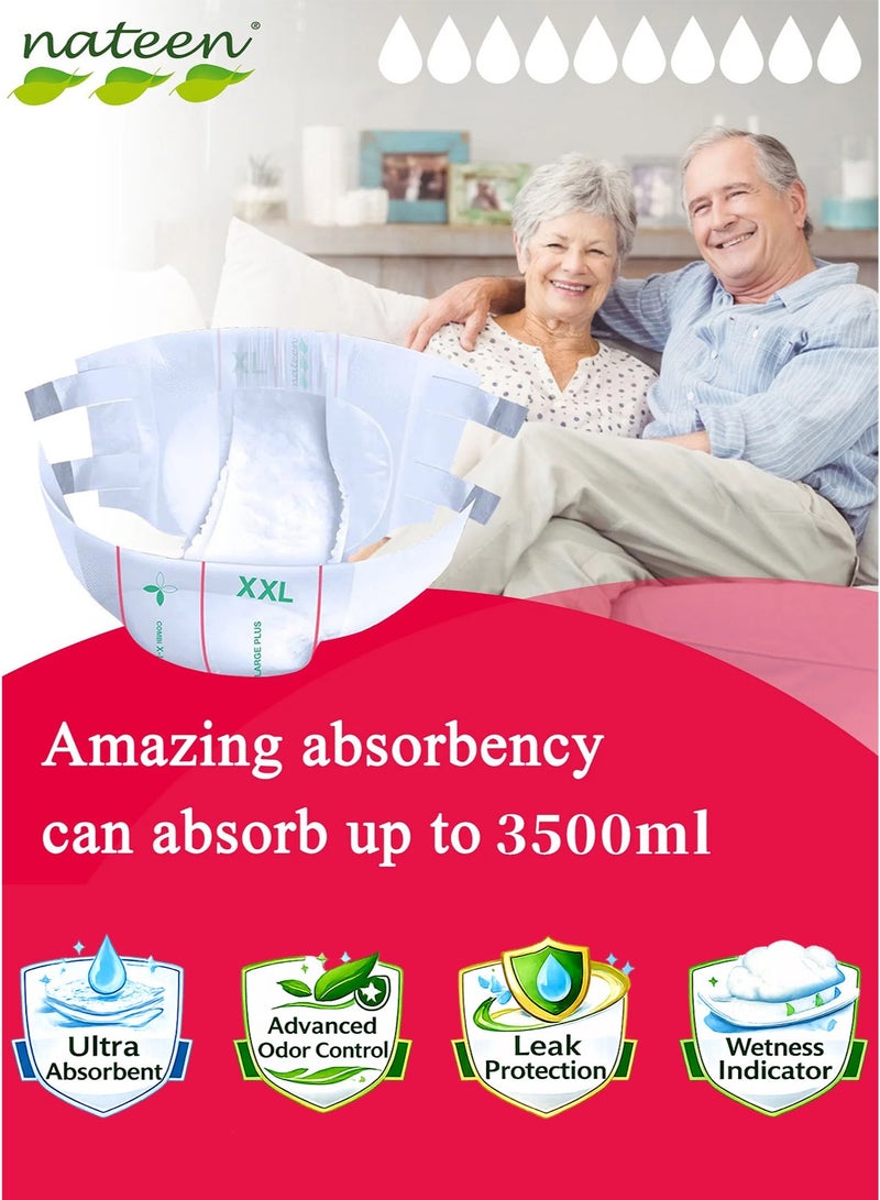 nateen 20 Count Pack of 2 Nateen Combi Plus Adult Diapers Medium Size Incontinence Disposable Underwear for Men and Women Waist Size 95 to 125 cm Super Absorbent Core Leak Guard Wetness Indicator Ultra Dry Top Layer Soft Breathable Comfortable Odor Control Day and Night Protection Unisex Premium Quality 2450 ml Absorbency - Image 3
