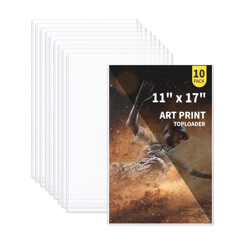 Prilino 10-Pack 11 x 17 Inch Art-Print-Toploaders - Premium Art Print Topload Holders, Crystal Clear Art Print Top loaders, Hard Plastic Sheet Protectors for Photographs, Lithographs, Artworks, Collectibles - Image 1