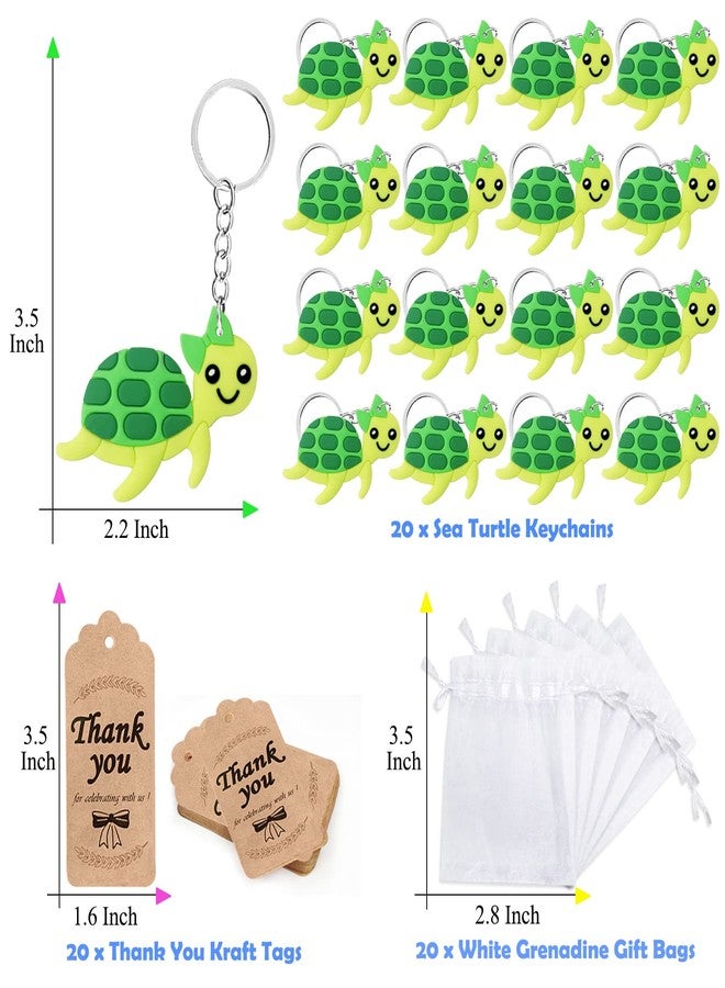 CiciBear 60 Pack Sea World Party Decorations for Guests, 20 Turtle Keychains, 20 Tags and 20 Gift Bags for Underwater World Party, Kids Birthday, Baby Shower - Image 5