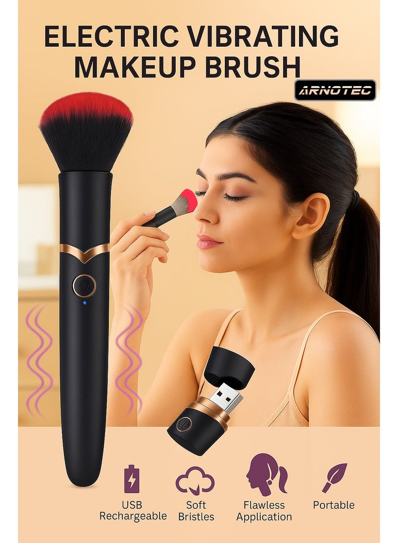 ARNOTEC USB Rechargeable Makeup Brush with 10-Gear Vibration | Soft Bristles, Waterproof Electronic Cosmetic Brush for Facial Makeup & Relaxing Massage | Portable Beauty Tool for Home & Travel - Image 1