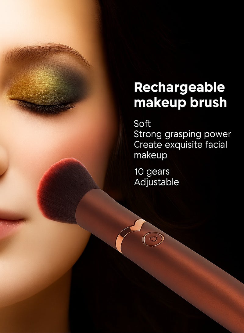 ARNOTEC USB Rechargeable Makeup Brush with 10-Gear Vibration | Soft Bristles, Waterproof Electronic Cosmetic Brush for Facial Makeup & Relaxing Massage | Portable Beauty Tool for Home & Travel - Image 2