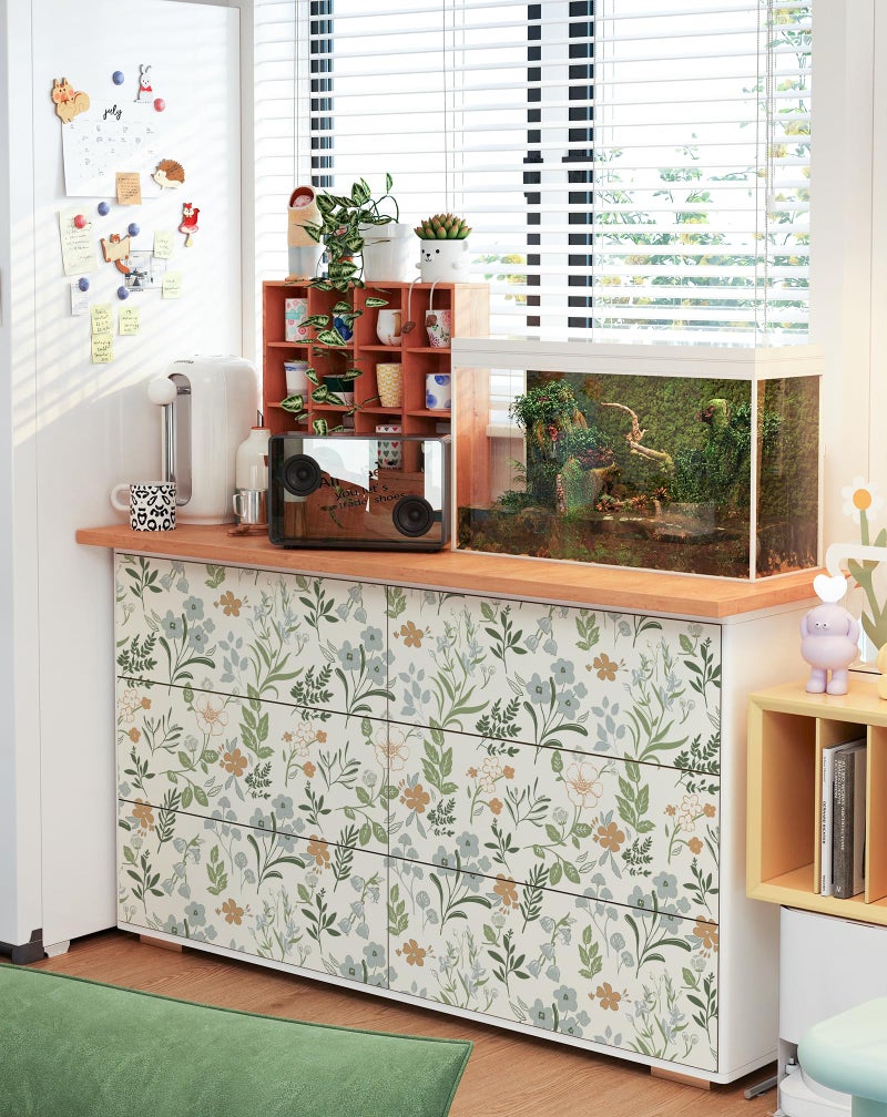 MelunMer Floral Wallpaper Peel and Stick Wallpaper Boho Leaf Contact Paper for Drawers Cabinets Self Adhesive Removable Wallpaper for Bedroom Bathroom Wallpaper Waterproof Botanical17.3 x197 - Image 2