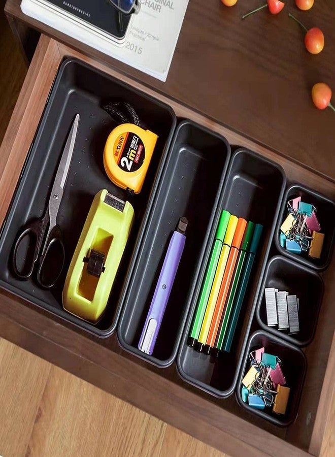 Styxon Interlocking Desk Drawer Organizer (10 Pack) storage organizer for Office, Bathroom, Kitchen, Makeup, Customizable Multi-Purpose Storage, Durable, Easy to Clean | Black - Image 5