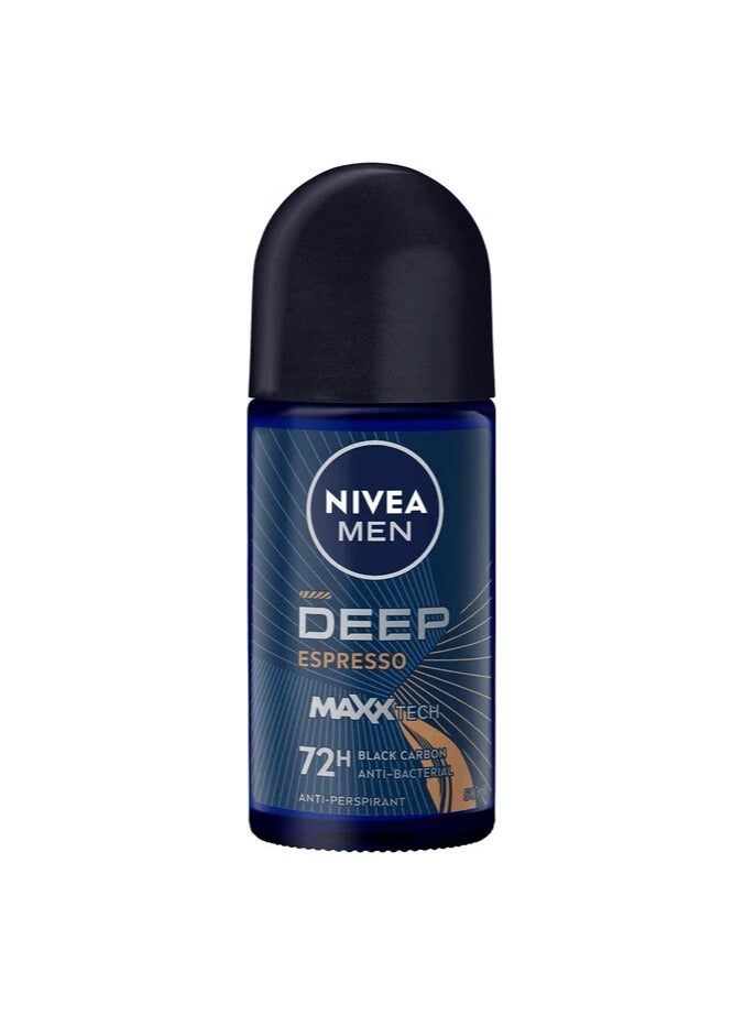 NIVEA MEN Nivea Men Deep Black Carbon Espresso Antiperspirant Roll-On, 50 ml - Image 1