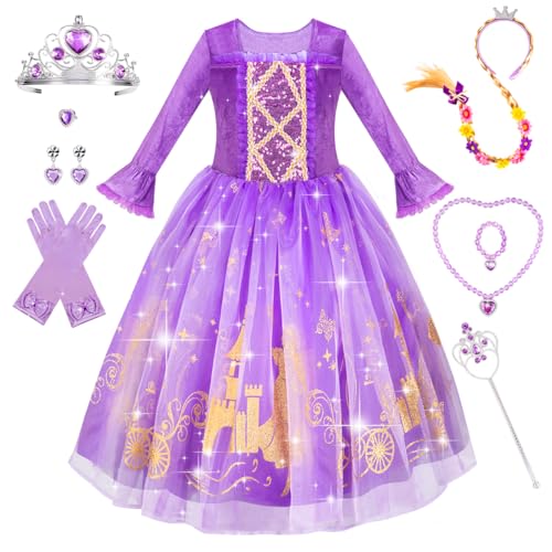 Meland Princess Dress Up for Girls 3-8, Dress Up Clothes for Girls Halloween Costumes Birthday Gift for Toddler Girls - Image 3