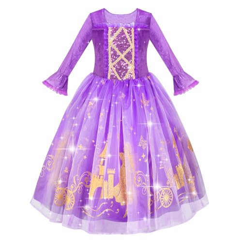 Meland Princess Dress Up for Girls 3-8, Dress Up Clothes for Girls Halloween Costumes Birthday Gift for Toddler Girls - Image 2