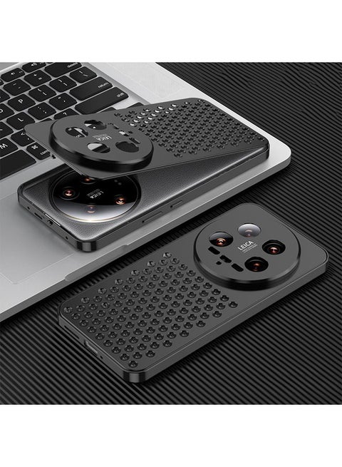 Suitable for Xiaomi 14Ultra phone case, aluminum alloy honeycomb hole, game heat dissipation buckle anti-drop protective case
