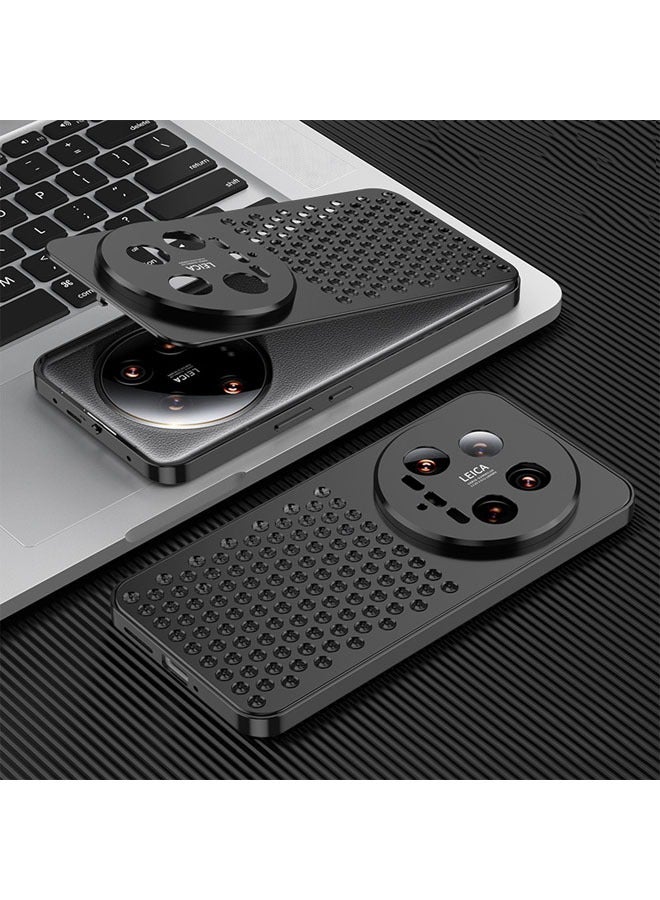 general Suitable for Xiaomi 14Ultra phone case, aluminum alloy honeycomb hole, game heat dissipation buckle anti-drop protective case - Image 1