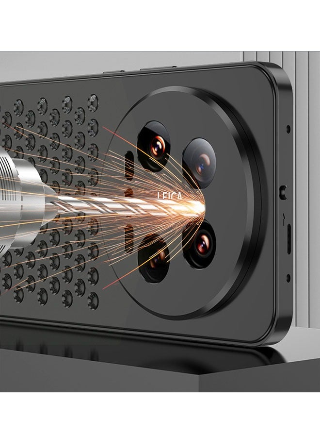 general Suitable for Xiaomi 14Ultra phone case, aluminum alloy honeycomb hole, game heat dissipation buckle anti-drop protective case - Image 3