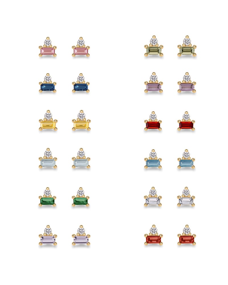 PAVOI 925 Sterling Silver Posts Colored Birthstone Flatback Stud Earrings - Image 3