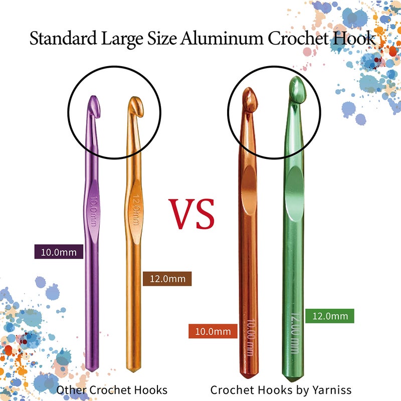 Yarniss Large Aluminum Crochet Hooks Set 7mm, 8mm, 9mm,10mm, 12mm, 15mm, Big Standard Size Crochet Hooks - Image 3