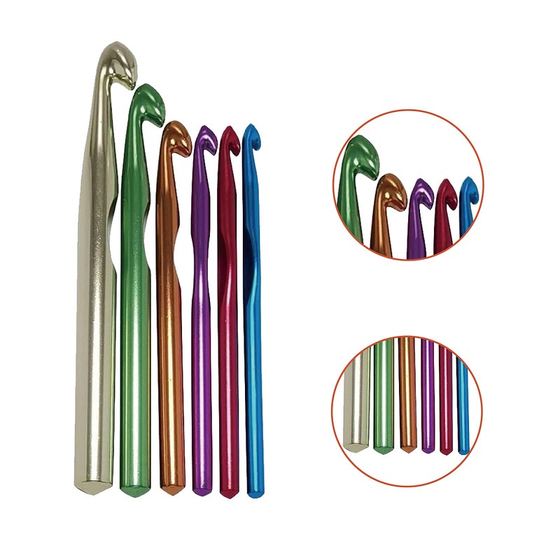Yarniss Large Aluminum Crochet Hooks Set 7mm, 8mm, 9mm,10mm, 12mm, 15mm, Big Standard Size Crochet Hooks - Image 2
