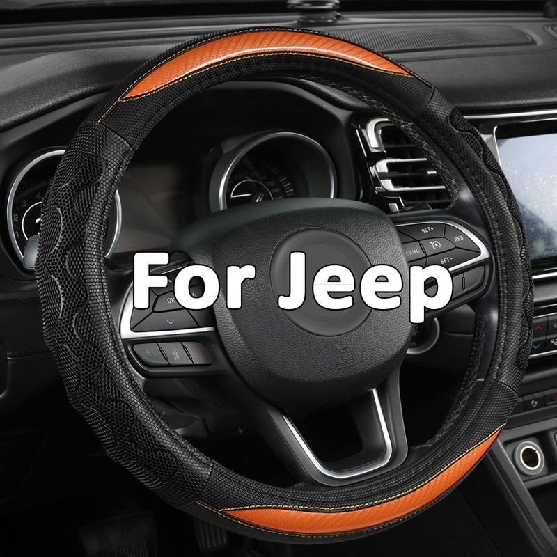 GIANT PANDA Steering Wheel Cover for Jeep Wrangler Car Steering Wheel Cover for Jeep Grand Cherokee and Cherokee  Orange