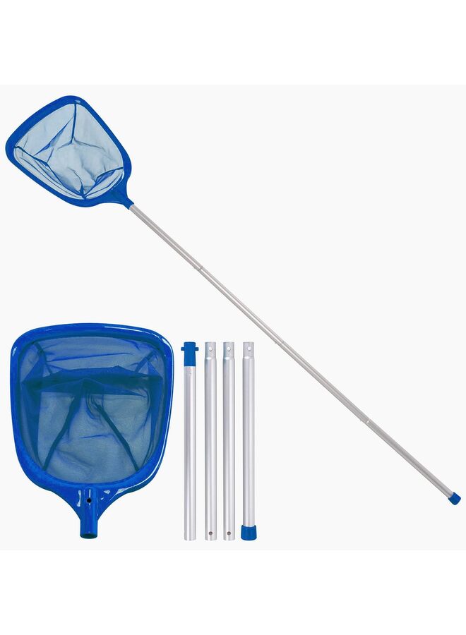 Swimming Pool 5 Foot Leaf Skimmer Net with 4 Aluminum Pole Sections - 6" Deep Ultra Fine Mesh Netting Bag Basket for Fast Cleaning of The Finest Debris - 60" Long - Image 1