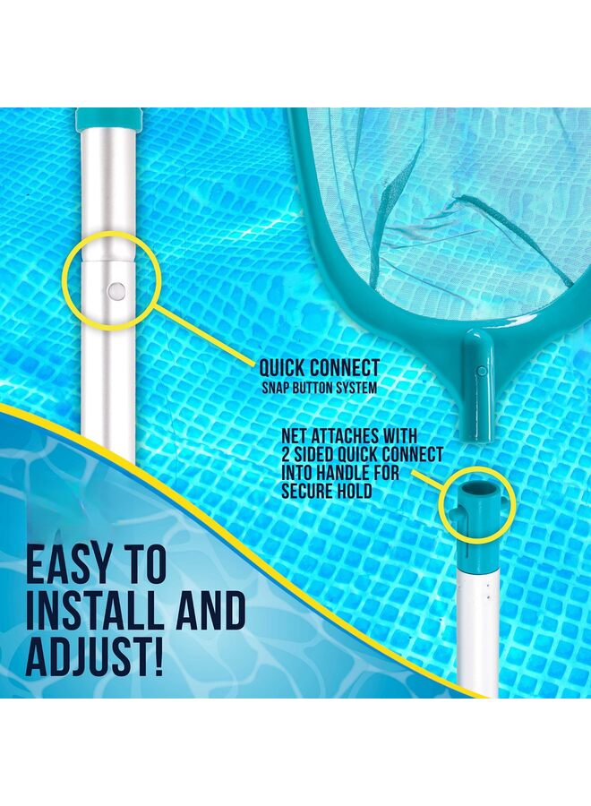 Swimming Pool 5 Foot Leaf Skimmer Net with 4 Aluminum Pole Sections - 6" Deep Ultra Fine Mesh Netting Bag Basket for Fast Cleaning of The Finest Debris - 60" Long - Image 5