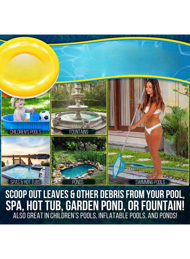 Swimming Pool 5 Foot Leaf Skimmer Net with 4 Aluminum Pole Sections - 6" Deep Ultra Fine Mesh Netting Bag Basket for Fast Cleaning of The Finest Debris - 60" Long - Image 4