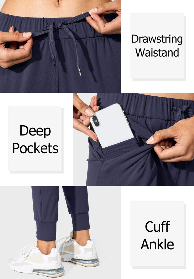 SANTINY Women's Joggers Pants Pockets Drawstring Running Sweatpants for Women Lounge Workout Jogging(Navy_S) - Image 3