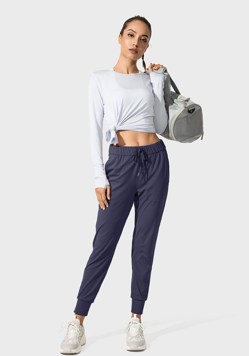 SANTINY Women's Joggers Pants Pockets Drawstring Running Sweatpants for Women Lounge Workout Jogging(Navy_S) - Image 5