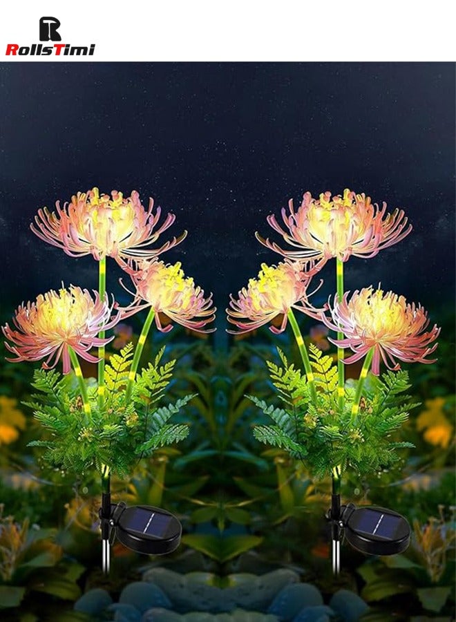 RollsTimi  2 Pack Solar Garden Lights, Solar Flowers Lights with Glowing Flowers & Stems, Upgraded Solar Panel, Outdoor Lights for Garden Decoration,Yard Decor - Image 2