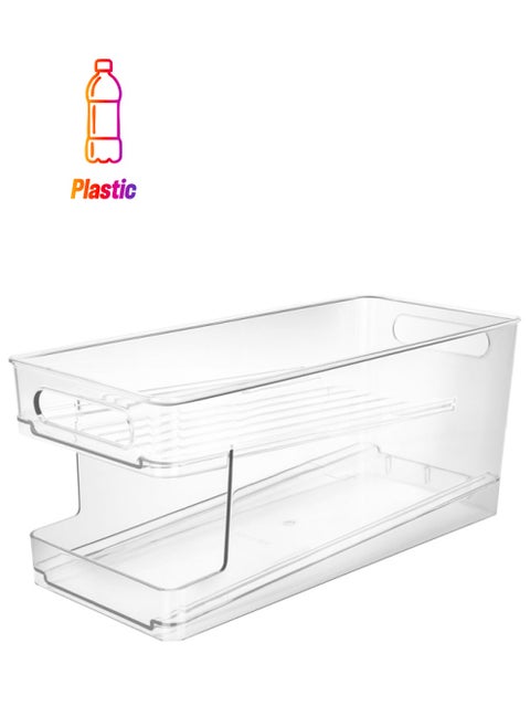 Soft drink organizer box, Refrigerator and freezer Drawer, Transparent , Size 15.5*35*15 Cm