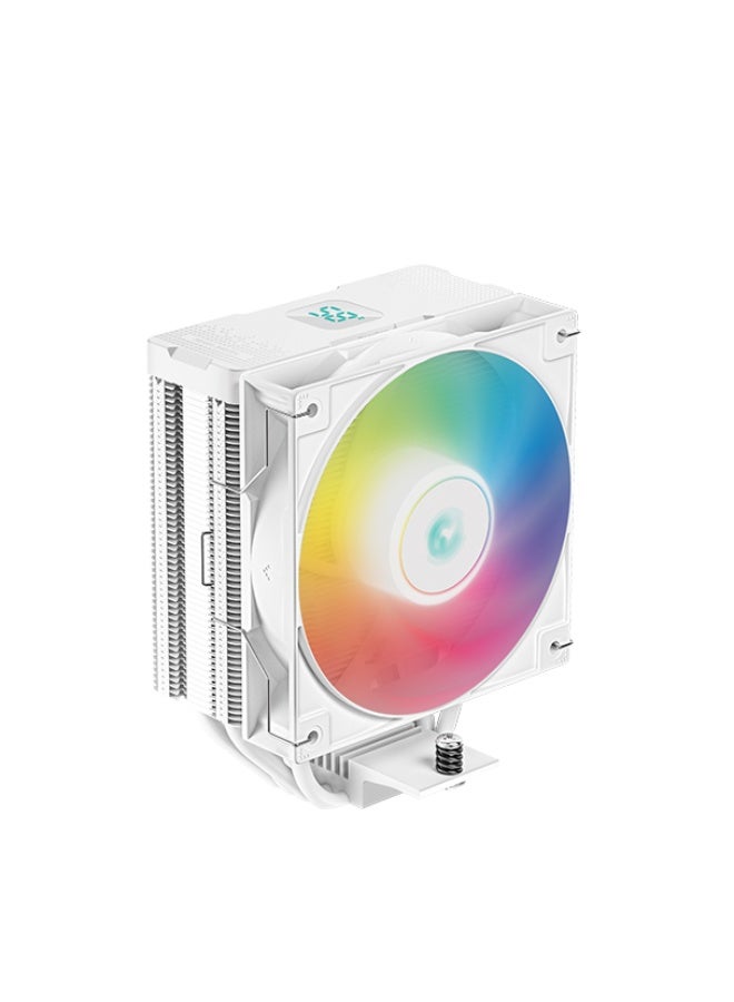 DEEPCOOL AG400 ARGB Digital White Air Cooler – High-Performance CPU Cooling, ARGB Lighting, Digital Display, Silent Operation, 4 Heat Pipes, PWM Fan - Image 1