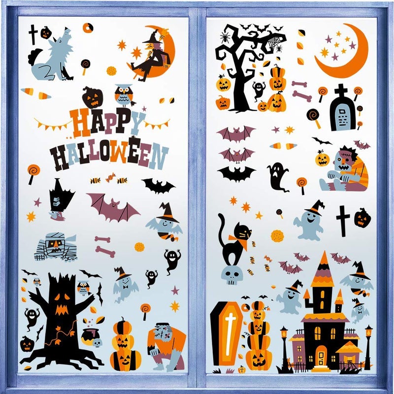 CCINEE CCINEE Halloween Window Stickers  10 Sheets Window Clings Decals for Party Decoration Indoor  Outdoor Home Decor 